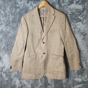 Banana Republic Blazer Mens 40R Beige 100% Linen Sport Coat Jacket Herringbone
